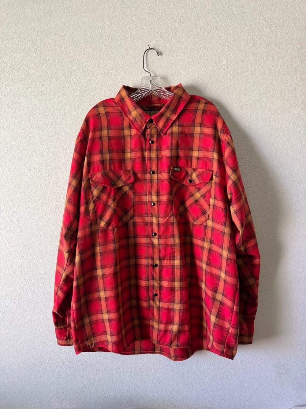 Dixxon Jarhead Men's Flannel Marines Long Sleeve Button-Up XXL Pearl Snap Red